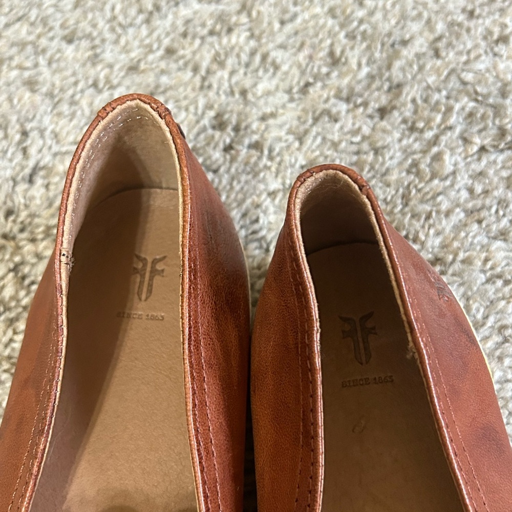 Frye Melanie Women Slip-on Shoes Cognac Antique Soft Vintage Leather Loafers 8 - Picture 7 of 12